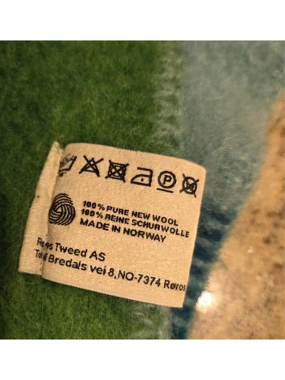 Roros Tweed Mikkel in Green Norwegian Wool Blanket Throw **Shrunk** 34x67